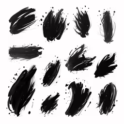 different black inks are arranged in rows