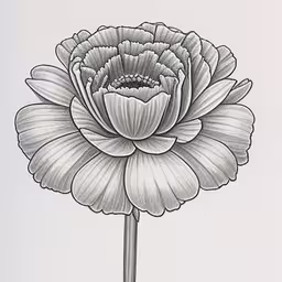 a drawing of a single flower that is blooming,a drawing of a single blooming lotus plant