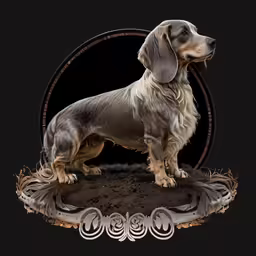 a picture of an old fashion style dog standing on the ground