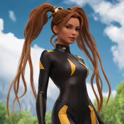 a cartoon style picture of a woman in black and yellow