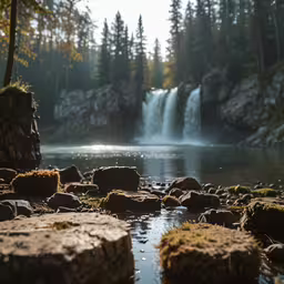 an image of a beautiful scenery with waterfall