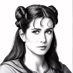 a drawing of a woman with long hair