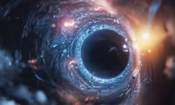 a black hole with a sky full of stars