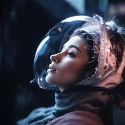 a woman wearing a face covering with clear visor
