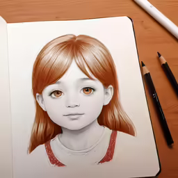 the girl with blonde hair is shown on a notebook