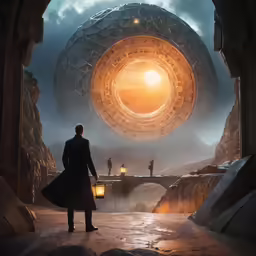 the doctor who is looking at the sky through a portal