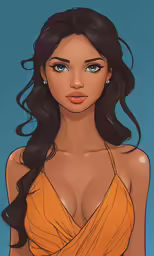the cartoon avatar is of a woman with long dark hair
