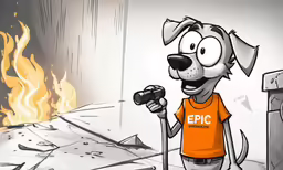 a cartoon dog holding a hockey stick in his hand