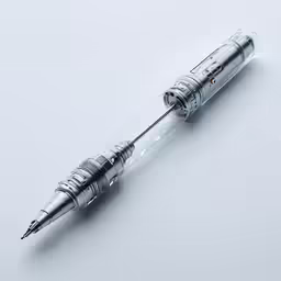a pen with the tip of a small metal object