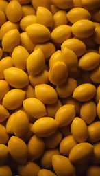 many yellow nuts are seen together, all in a pile