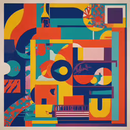 colorful print with abstract designs on a beige background,an image of some colorful artwork in the style of abstract painting