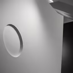 an abstract white image with a round mirror