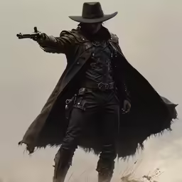 a man with a gun in his hand pointing