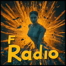 a woman standing in front of a neon yellow fire