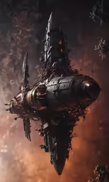 a large alien space ship floating in the air