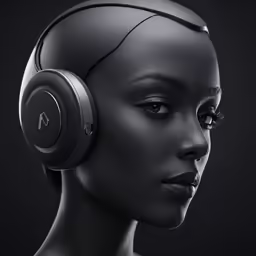 the black model has headphones on her face