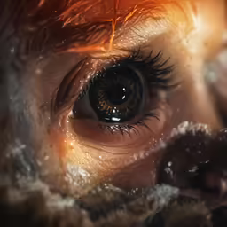 an eye shot looking down at snow