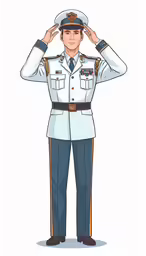 an officer saluting with his hands over his eyes