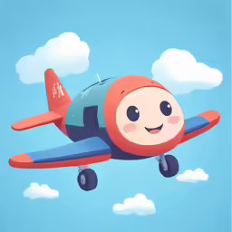an illustration of a little boy riding on an airplane