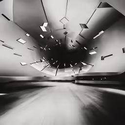 an open room with mirrors and a light