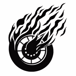 an old motorcycle tire with flames on the side