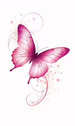 a pink butterfly with swirls on the back