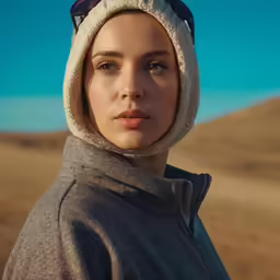 the girl with sunglasses looks directly into the camera