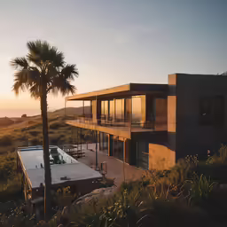 a view from a balcony over a modern house