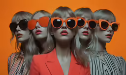 four mannequins wearing glasses next to each other