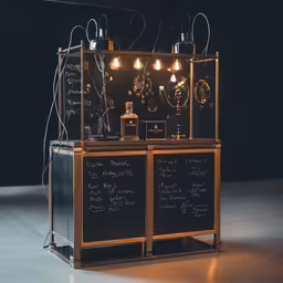 an ice cream vending machine is lit by warm, white lights