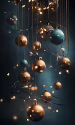 a very close up of many ornaments hanging