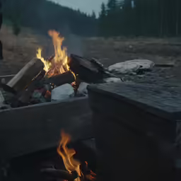 fire with some logs and something that looks to be burning
