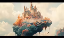 a painting of the castle in the sky