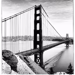 black and white photograph of the golden gate bridge