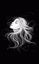 the silhouette of a girl with wavy hair and eyes closed