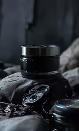 a close up of a camera near a blanket