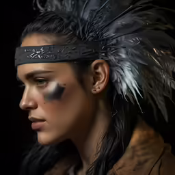 the girl wearing black and silver make up looks like she has feathers on her head