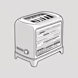 a drawing of a toaster that is white with a black trim