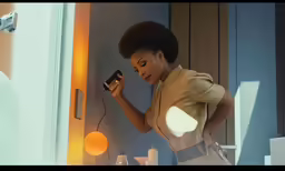 a woman is looking in the mirror and using a camera