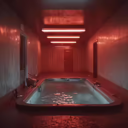 a bathtub filled with a hot tub under two mirrors