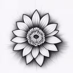 a flower that looks like it is drawn on paper,a drawing of a flower with lines going down the center