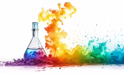 a colorful substance is in the middle of a liquid bottle