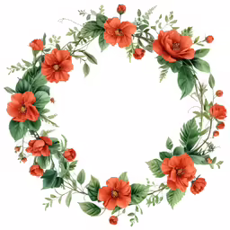 flowers and leaves in a circle shape
