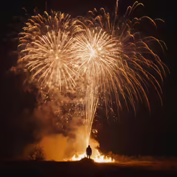 a big display of colorful fireworks during a dark night