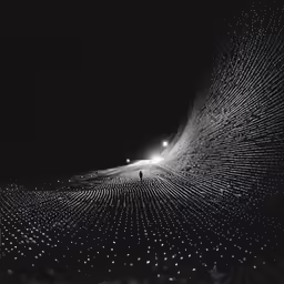 a person stands in the middle of a tunnel