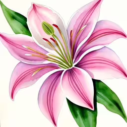 this is an image of a pink flower with leaves