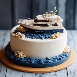 a cake that has been layered with ice cream and blue chocolate