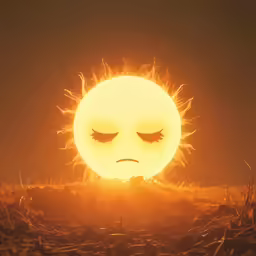 a picture of a bright sun with face drawn on it