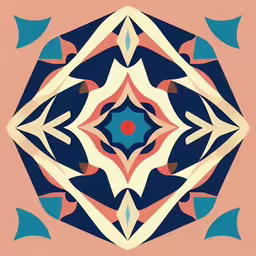 an abstract painting made up of several different shapes
