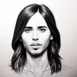 black and white photo of a woman with long hair